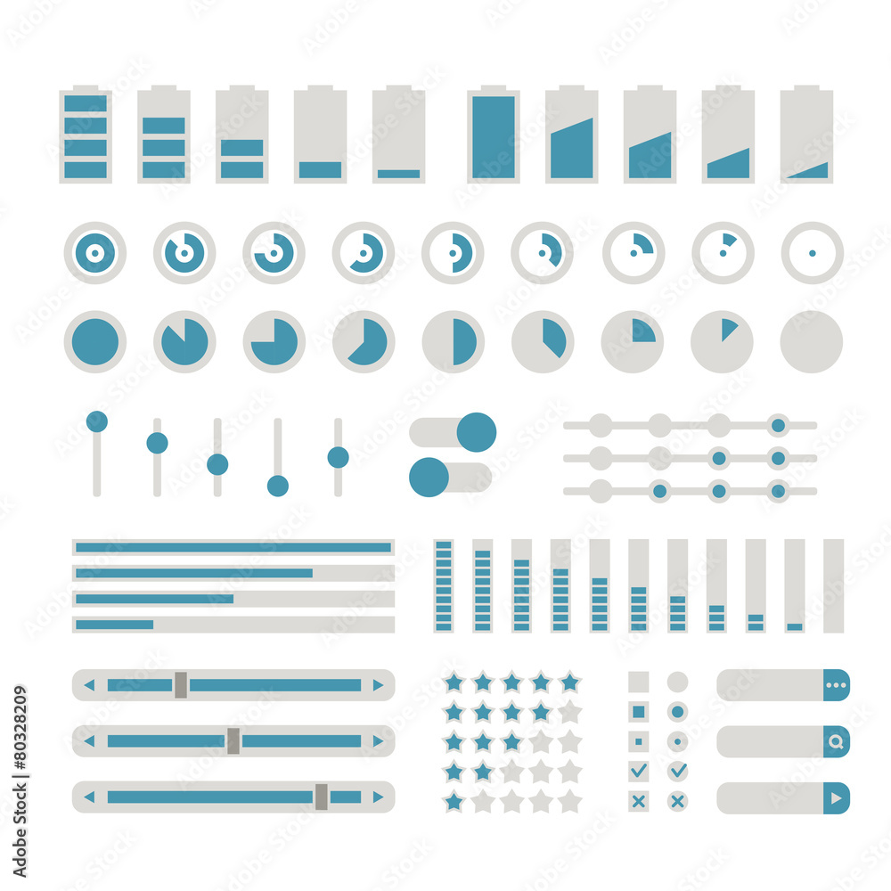 Poster Different interface controls design elements. Flat design