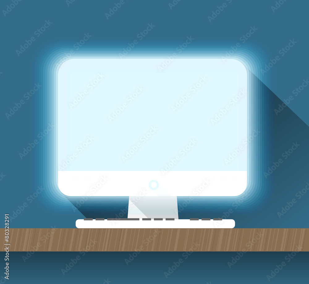 Aufkleber modern personal computer flat design illustration. layout for a