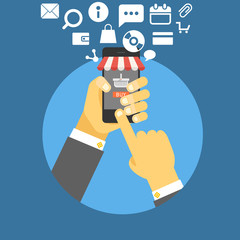 Digital shopping illustration. Online shopping with modern devic