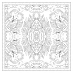 coloring book square page for adults - ethnic floral carpet