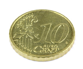 Ten euro cent on white background