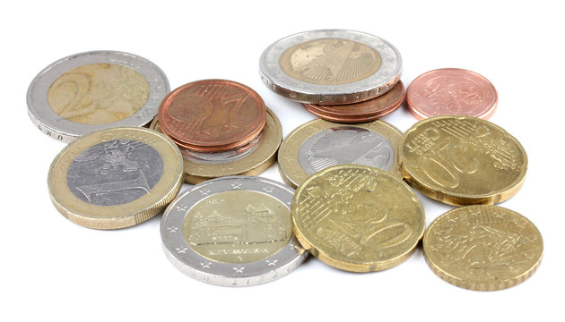top view euro penny money macro detail.