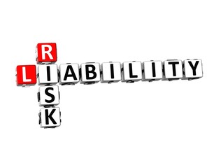 3D Crossword Risk Liability on white background