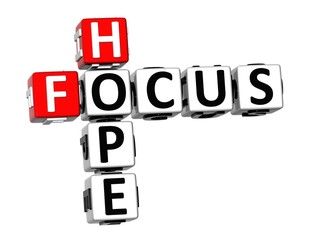 3D Crossword Focus Hope on white background