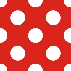 Tile vector pattern with white polka dots on red background