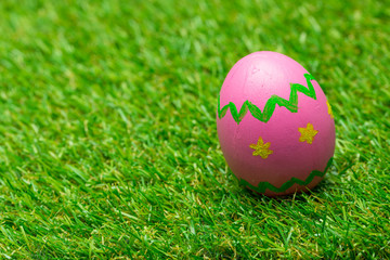 Easter eggs on green grass