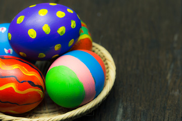 Easter eggs on basket