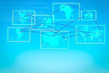 world and continents linked as symbol of communication