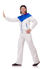 A man in white sportswear isolated on white