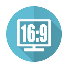 16 9 display blue flat icon
