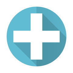 plus blue flat icon cross sign