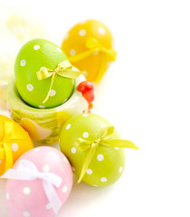 Colorful easter eggs on white background