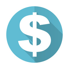 dollar blue flat icon us dollar sign
