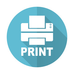 printer blue flat icon print sign