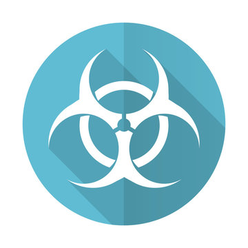 biohazard blue flat icon virus sign