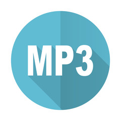 mp3 blue flat icon