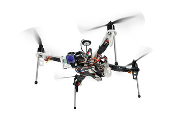 Qvadrocopter on white background.