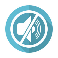 mute blue flat icon silence sign