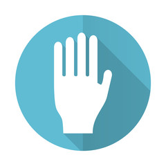 Fototapeta na wymiar stop blue flat icon hand sign