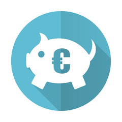piggy bank blue flat icon