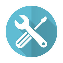 tools blue flat icon service sign