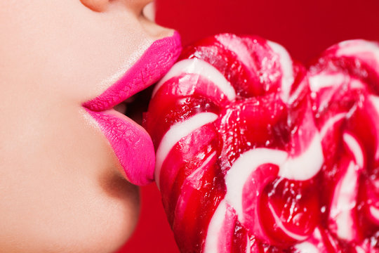 Closeup photo of a beautiful sexy red lips