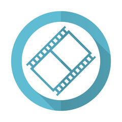 Fototapeta na wymiar film blue flat icon movie sign cinema symbol