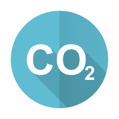 carbon dioxide blue flat icon co2 sign