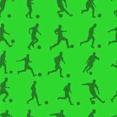 green pattern seamless with footballers
