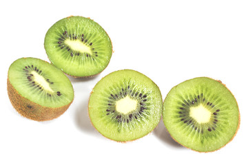 Fototapeta premium Kiwi fruit slices isolated on white