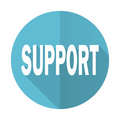 support blue flat icon
