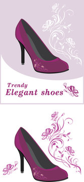 Trendy elegant shoes. Labels for design