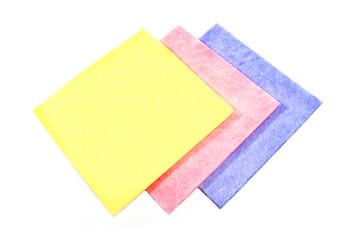 Cleaning wipes kitchen sponge isolated on white