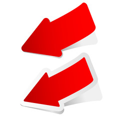arrow sticker in red vector illustration