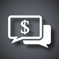 Obraz premium Vector speech bubbles icon with dollar sign