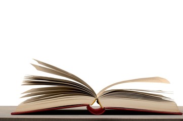 Above. Close up on open book pages