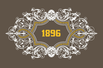 Retro card design with floral details. Organized by layers.