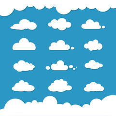 Flat design clouds capes collection set. Flat shadows. Clouds, f