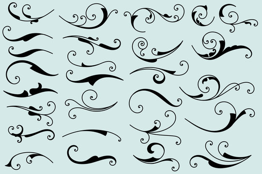 Set of calligraphic swashes and flourishes