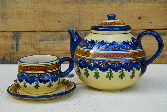 Croquery Tea Pot and cup