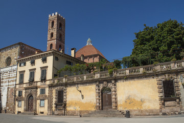 Fototapeta na wymiar The square of St Martin in Lucca (Italy)