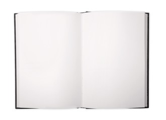 Above. Open blank book isolated on white