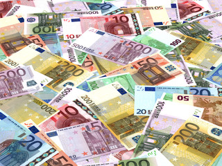 Euro bank notes background.