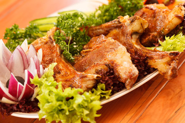 grilled ribs with vegetables