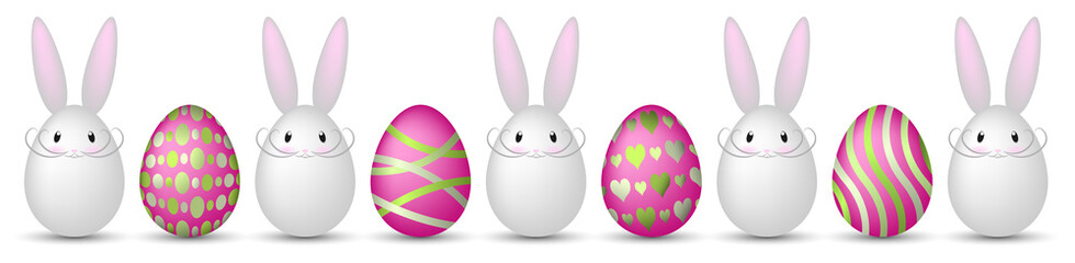 bunte Ostereier mit Hasen