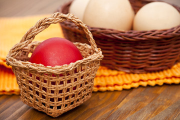 Easter eggs in  wicker basket