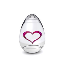 glass egg with heart