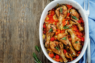 chicken baked with rosemary and vegetables