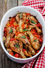 chicken baked with rosemary and vegetables