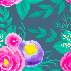 Fototapeta na wymiar Watercolor seamless floral pattern